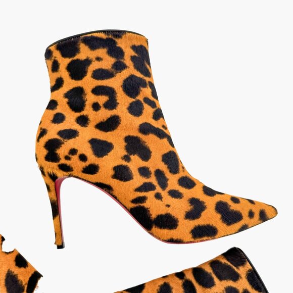 Christian Louboutin So Kate 85 Ankle Booties EU 37.5 US 7.5 Leopard Pony Heels - Picture 12 of 14